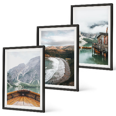Composição de quadros moderna Montanhas, lago, barco, praia, paisagem