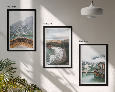 Composição de quadros moderna Montanhas, lago, barco, praia, paisagem