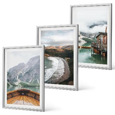 Composição de quadros moderna Montanhas, lago, barco, praia, paisagem