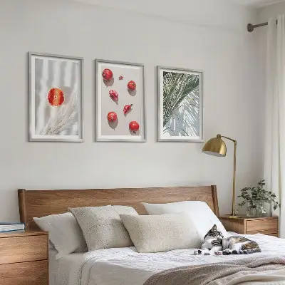 Conjunto de 3 quadros com moldura de fruta de palmeira de natal