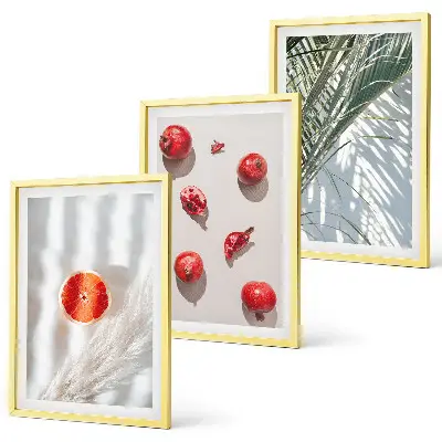 Conjunto de 3 quadros com moldura de fruta de palmeira de natal