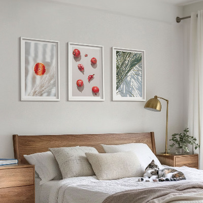 Conjunto de 3 quadros com moldura Fruta de palmeira de Natal