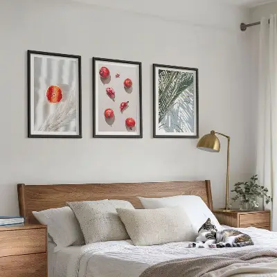 Conjunto de 3 quadros com moldura de fruta de palmeira de natal
