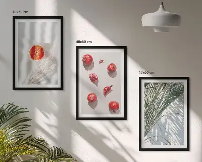 Conjunto de 3 quadros com moldura de fruta de palmeira de natal