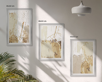 Conjunto de quadros para sala de estar Padrões abstratos em bege e branco