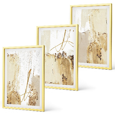 Conjunto de quadros para sala de estar Padrões abstratos em bege e branco