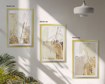 Conjunto de quadros para sala de estar Padrões abstratos em bege e branco