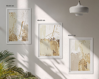 Conjunto de quadros para sala de estar Padrões abstratos em bege e branco
