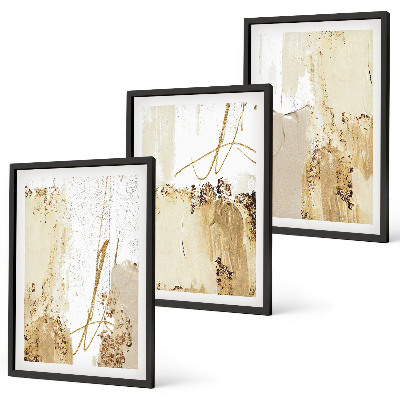 Conjunto de quadros para sala de estar Padrões abstratos em bege e branco