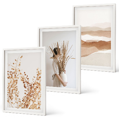 Conjunto de quadros para sala de estar Motivos florais rústicos boho