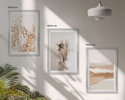 Conjunto de quadros para sala de estar Motivos florais rústicos boho
