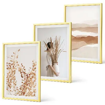 Conjunto de quadros para sala de estar com motivos florais rústicos estilo boho