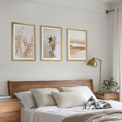 Conjunto de quadros para sala de estar Motivos florais rústicos boho