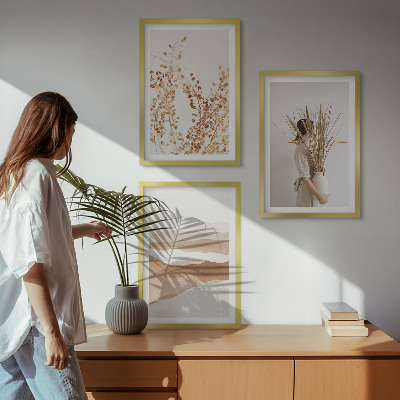 Conjunto de quadros para sala de estar Motivos florais rústicos boho