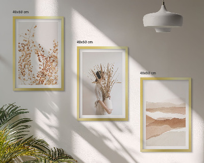 Conjunto de quadros para sala de estar Motivos florais rústicos boho