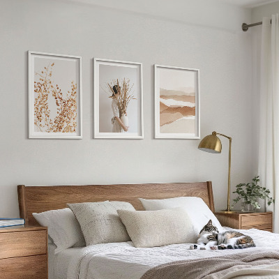 Conjunto de quadros para sala de estar Motivos florais rústicos boho