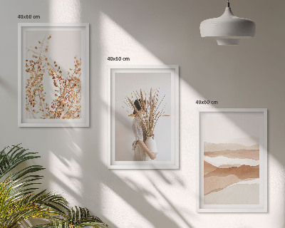Conjunto de quadros para sala de estar Motivos florais rústicos boho