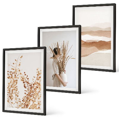 Conjunto de quadros para sala de estar Motivos florais rústicos boho