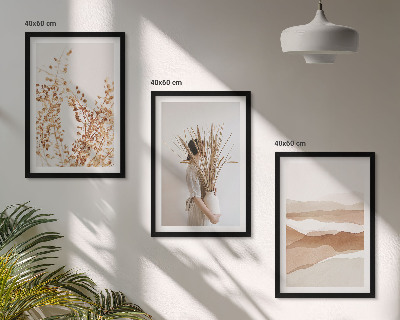 Conjunto de quadros para sala de estar Motivos florais rústicos boho