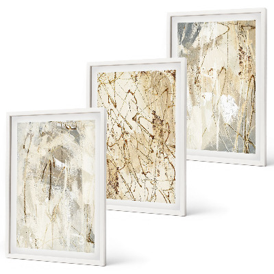 Composição de quadros moderna Padrões abstratos em tons de bege e cinza.