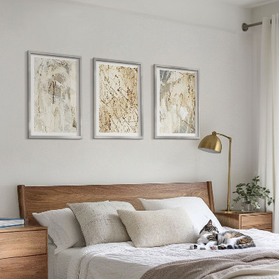 Composição de quadros moderna Padrões abstratos em tons de bege e cinza.