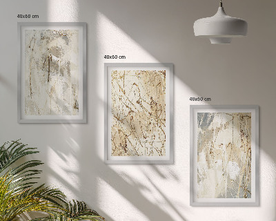 Composição de quadros moderna Padrões abstratos em tons de bege e cinza.