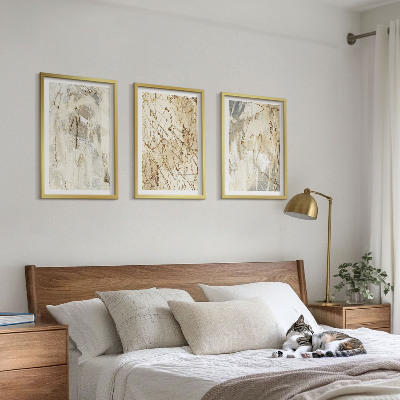 Composição de quadros moderna Padrões abstratos em tons de bege e cinza.