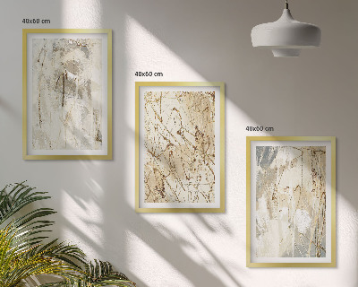 Composição de quadros moderna Padrões abstratos em tons de bege e cinza.