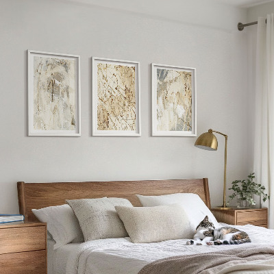 Composição de quadros moderna Padrões abstratos em tons de bege e cinza.