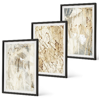 Composição de quadros moderna Padrões abstratos em tons de bege e cinza.