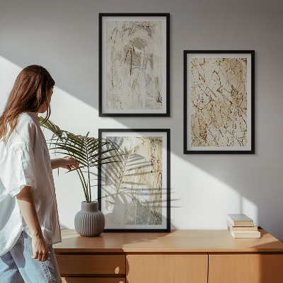 Composição de quadros moderna Padrões abstratos em tons de bege e cinza.
