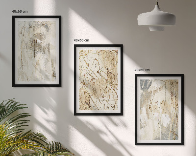 Composição de quadros moderna Padrões abstratos em tons de bege e cinza.