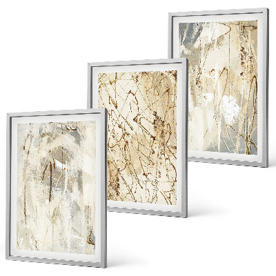 Composição de quadros moderna Padrões abstratos em tons de bege e cinza.