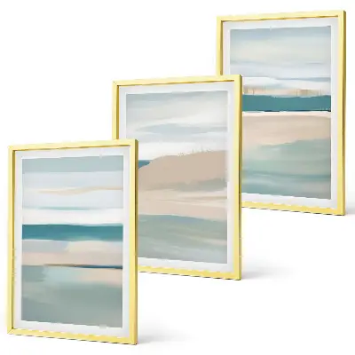 Composição de quadros moderna com paisagens azuis abstratas