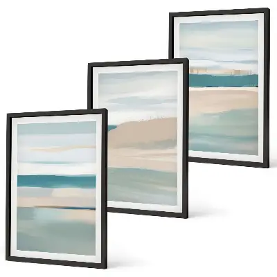 Composição de quadros moderna com paisagens azuis abstratas