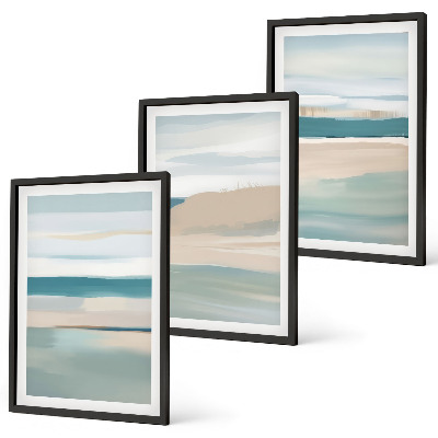 Composição de quadros moderna Paisagens azuis abstratas