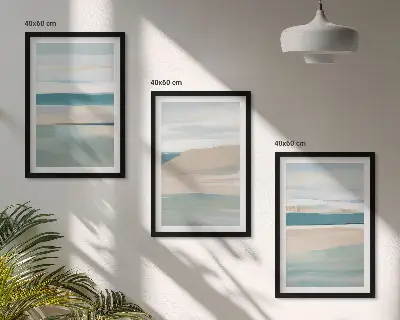 Composição de quadros moderna com paisagens azuis abstratas