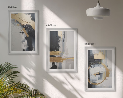 Conjunto de quadros para sala de estar Pintura abstrata em preto e branco