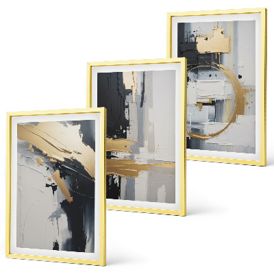 Conjunto de quadros para sala de estar Pintura abstrata em preto e branco