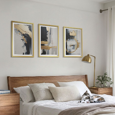 Conjunto de quadros para sala de estar Pintura abstrata em preto e branco