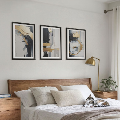 Conjunto de quadros para sala de estar Pintura abstrata em preto e branco