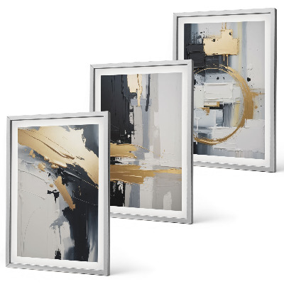 Conjunto de quadros para sala de estar Pintura abstrata em preto e branco