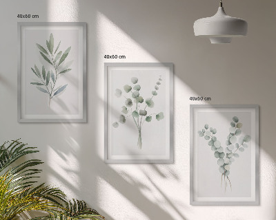 Conjunto de 3 quadros com moldura Padrões de plantas com vegetação