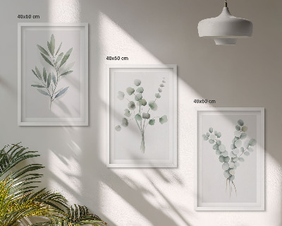 Conjunto de 3 quadros com moldura Padrões de plantas com vegetação