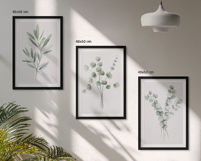 Conjunto de 3 quadros com moldura Padrões de plantas com vegetação