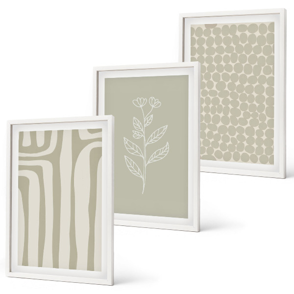 Conjunto de quadros para sala de estar padrões geométricos de plantas