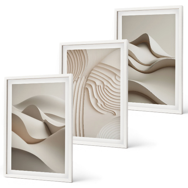 Composição de quadros moderna Ondas bege abstratas