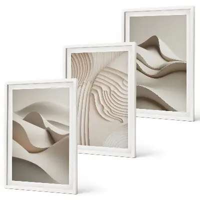 Composição de quadros moderna com ondas bege abstratas