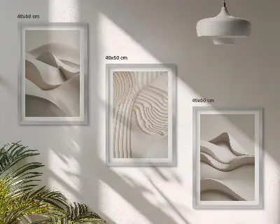 Composição de quadros moderna com ondas bege abstratas