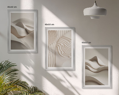 Composição de quadros moderna Ondas bege abstratas